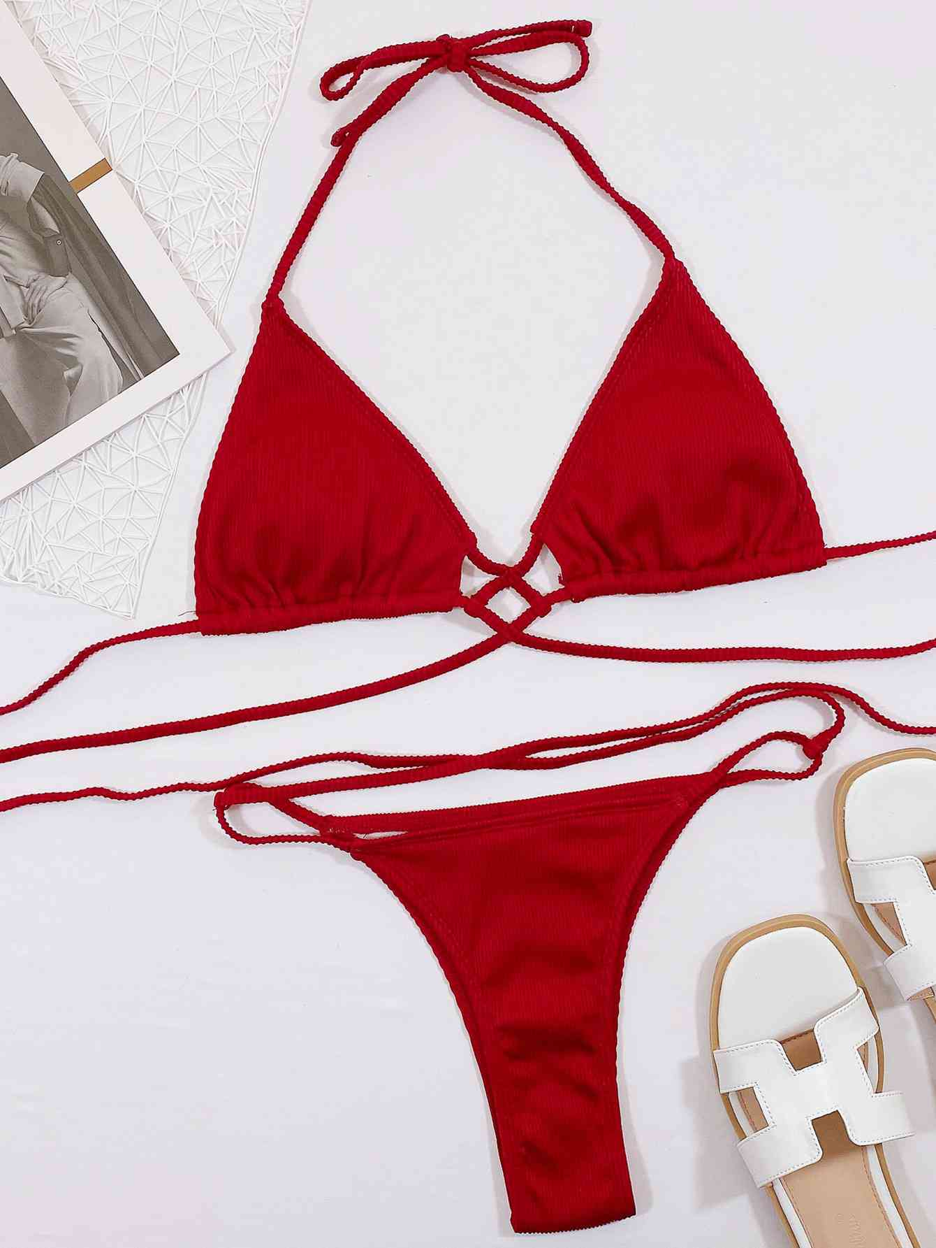Bikini For Swimming | Crisscross Bikini Set | Beach Groove Swimwear